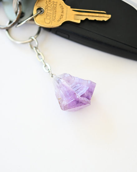 Amethyst Keychain - Protect + Calm — Amethyst crystal specimen