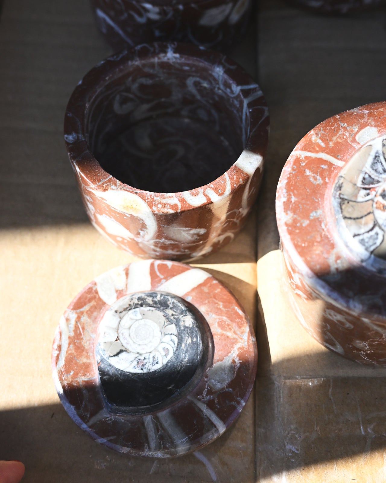 Ammonite Fossil Stone Decor Jar – Morocco