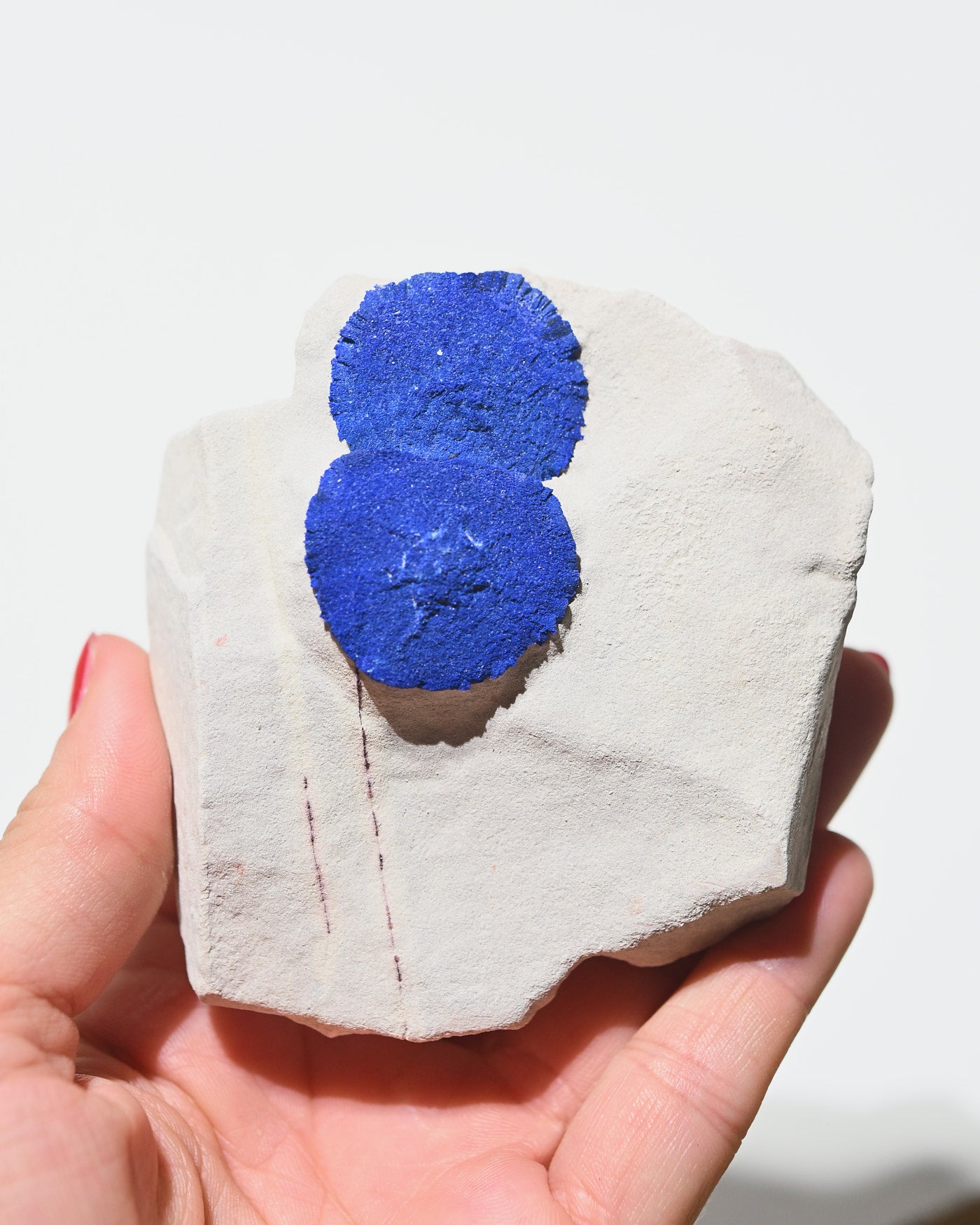 Double azurite sun formation showing radial crystal growth pattern