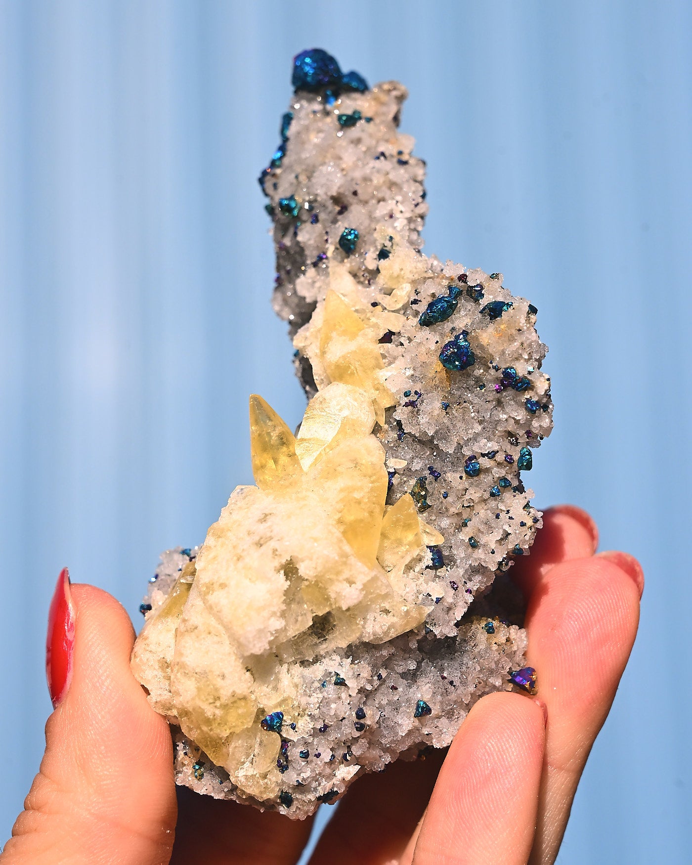Chalcopyrite on Druzy Quartz Casteel Mine 0.255 lb
