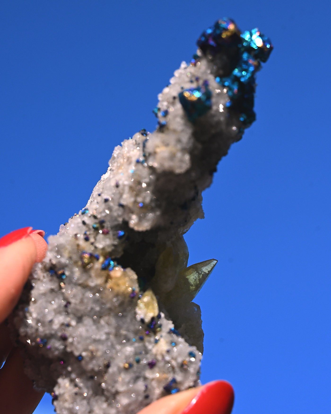 Chalcopyrite on Druzy Quartz Casteel Mine 0.255 lb