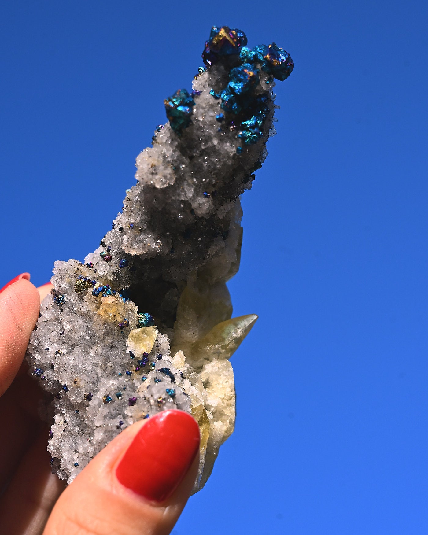 Chalcopyrite on Druzy Quartz Casteel Mine 0.255 lb