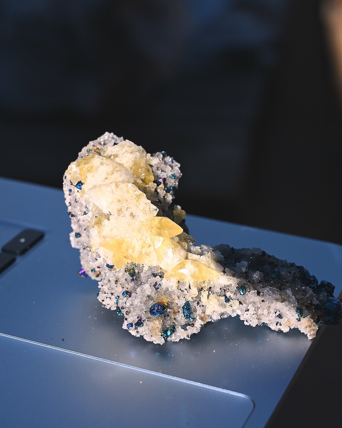 Chalcopyrite on Druzy Quartz Casteel Mine 0.255 lb