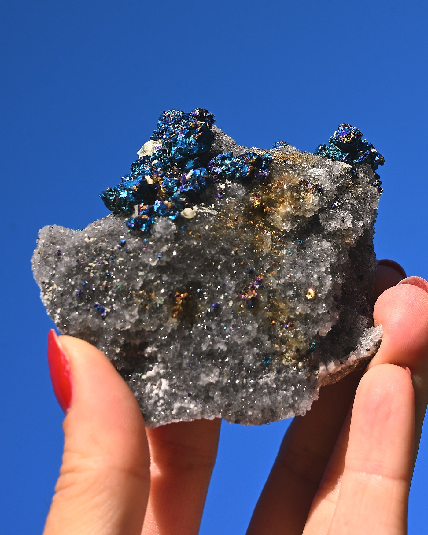 Chalcopyrite on Druzy Quartz Casteel Mine 0.305 lb