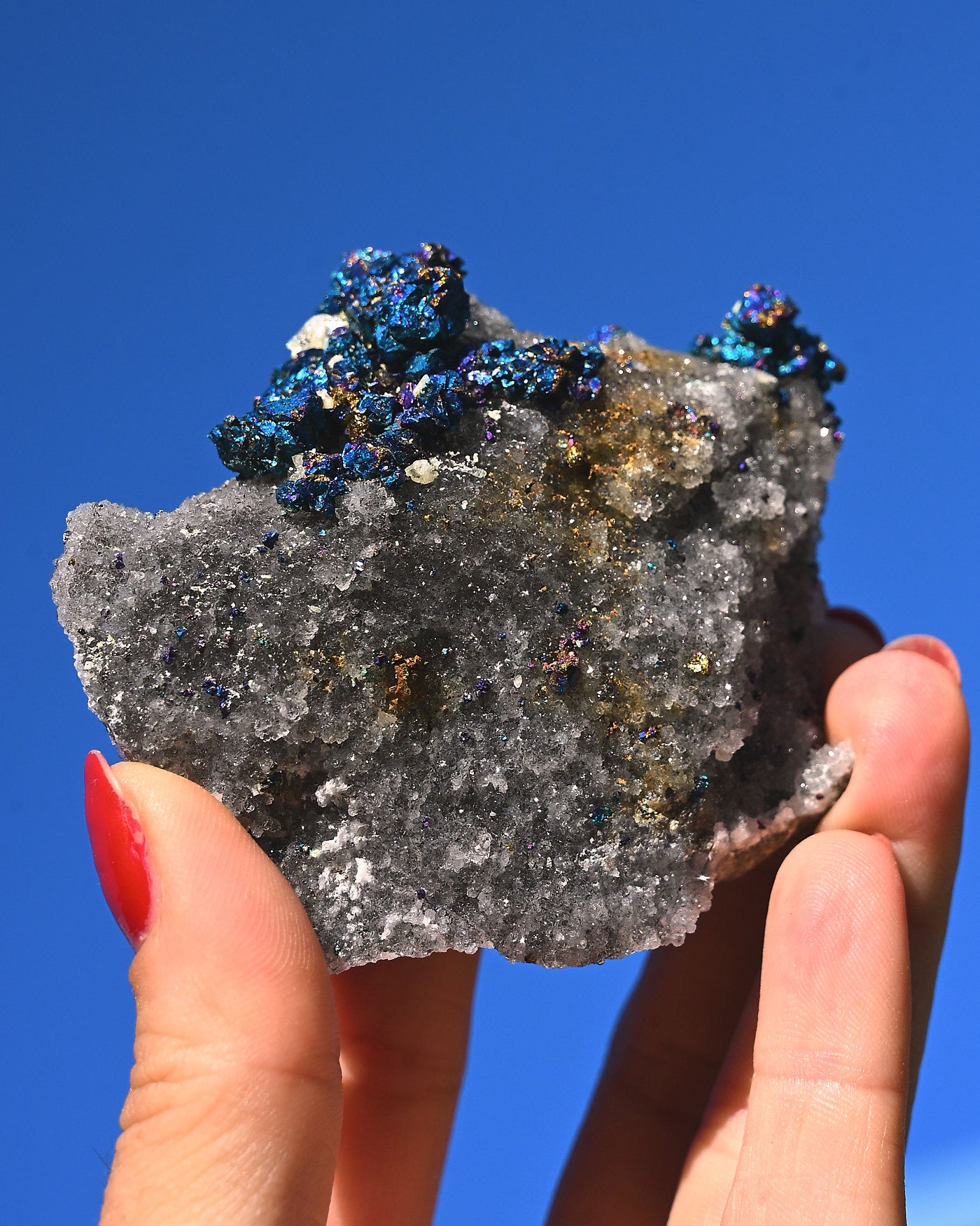 Chalcopyrite on Druzy Quartz Casteel Mine 0.305 lb