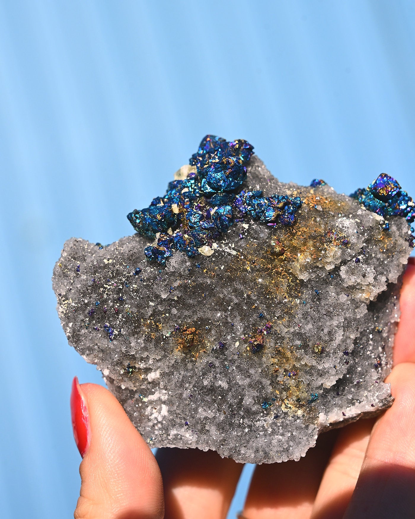 Chalcopyrite on Druzy Quartz Casteel Mine 0.305 lb