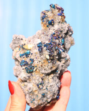 Chalcopyrite on Druzy Quartz Casteel Mine 0.755 lb