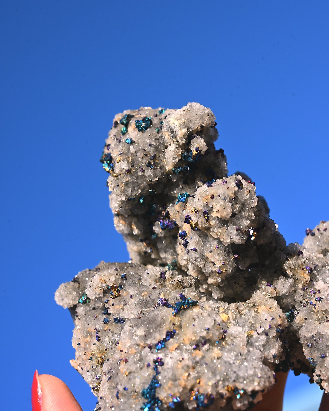 Chalcopyrite on Druzy Quartz Casteel Mine 1.07 lb