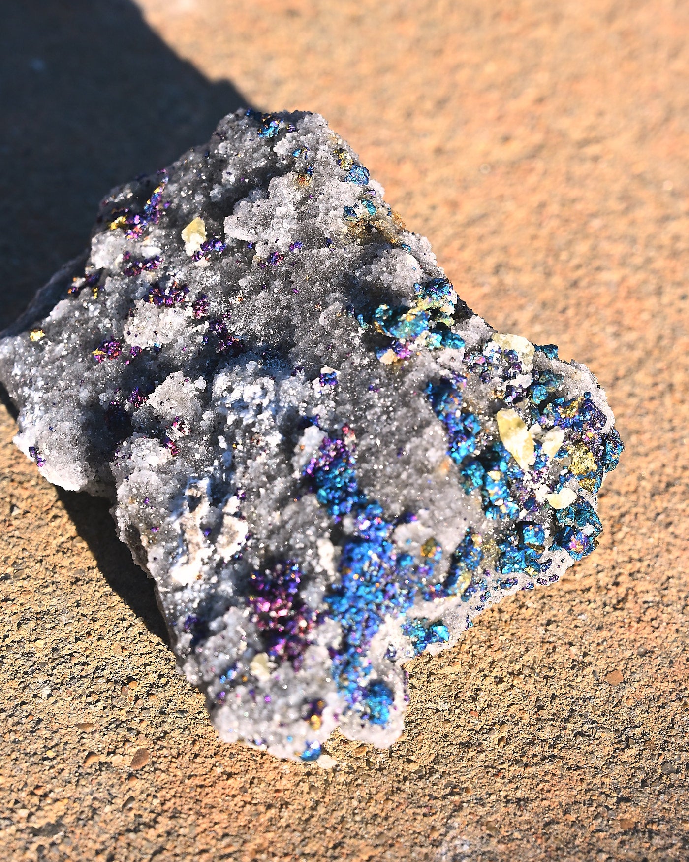 Chalcopyrite on Druzy Quartz Casteel Mine 1.42 lb