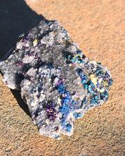 Chalcopyrite on Druzy Quartz Casteel Mine 1.42 lb