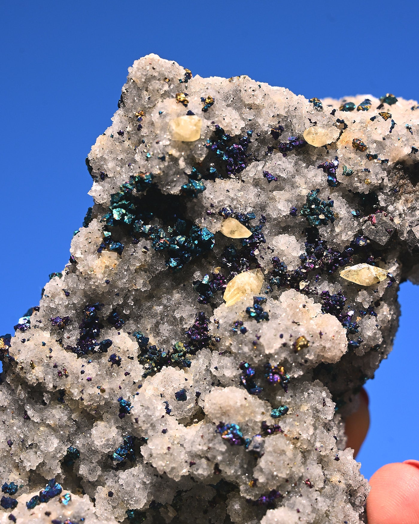 Chalcopyrite on Druzy Quartz Casteel Mine 1.88 lb