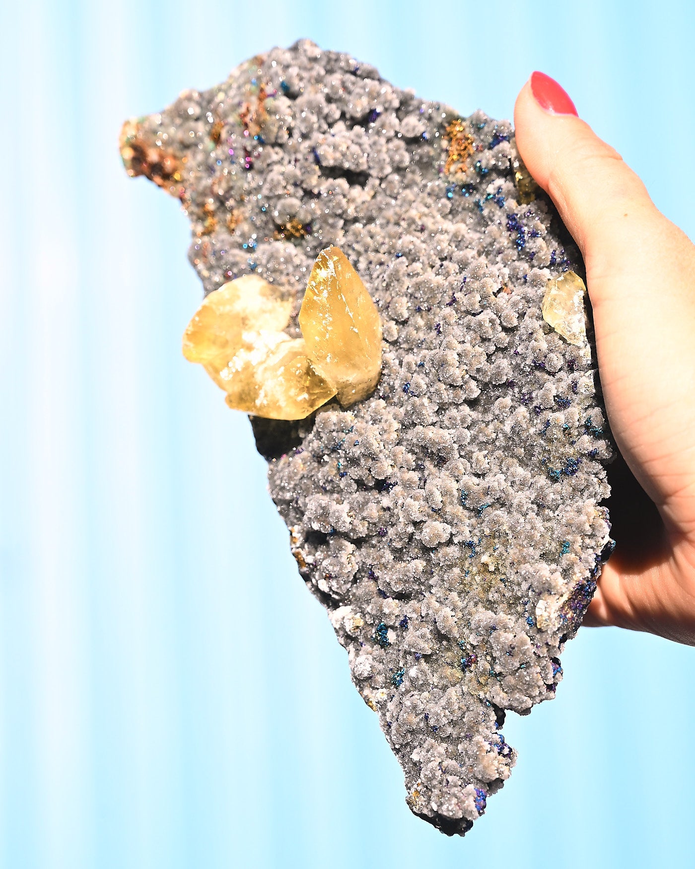 Chalcopyrite on Druzy Quartz Casteel Mine 2.325 lb