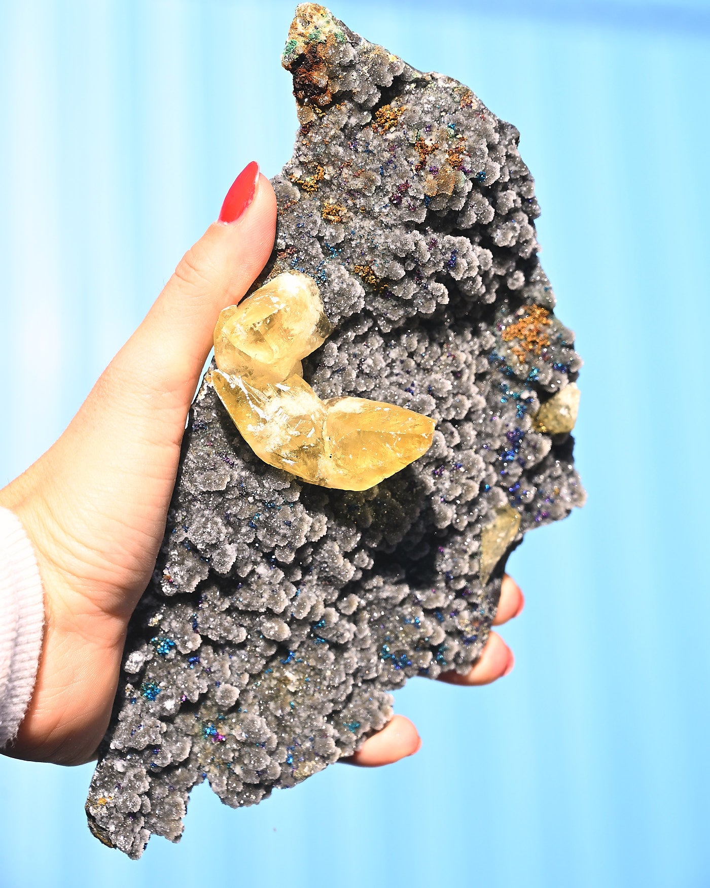 Chalcopyrite on Druzy Quartz Casteel Mine 2.325 lb