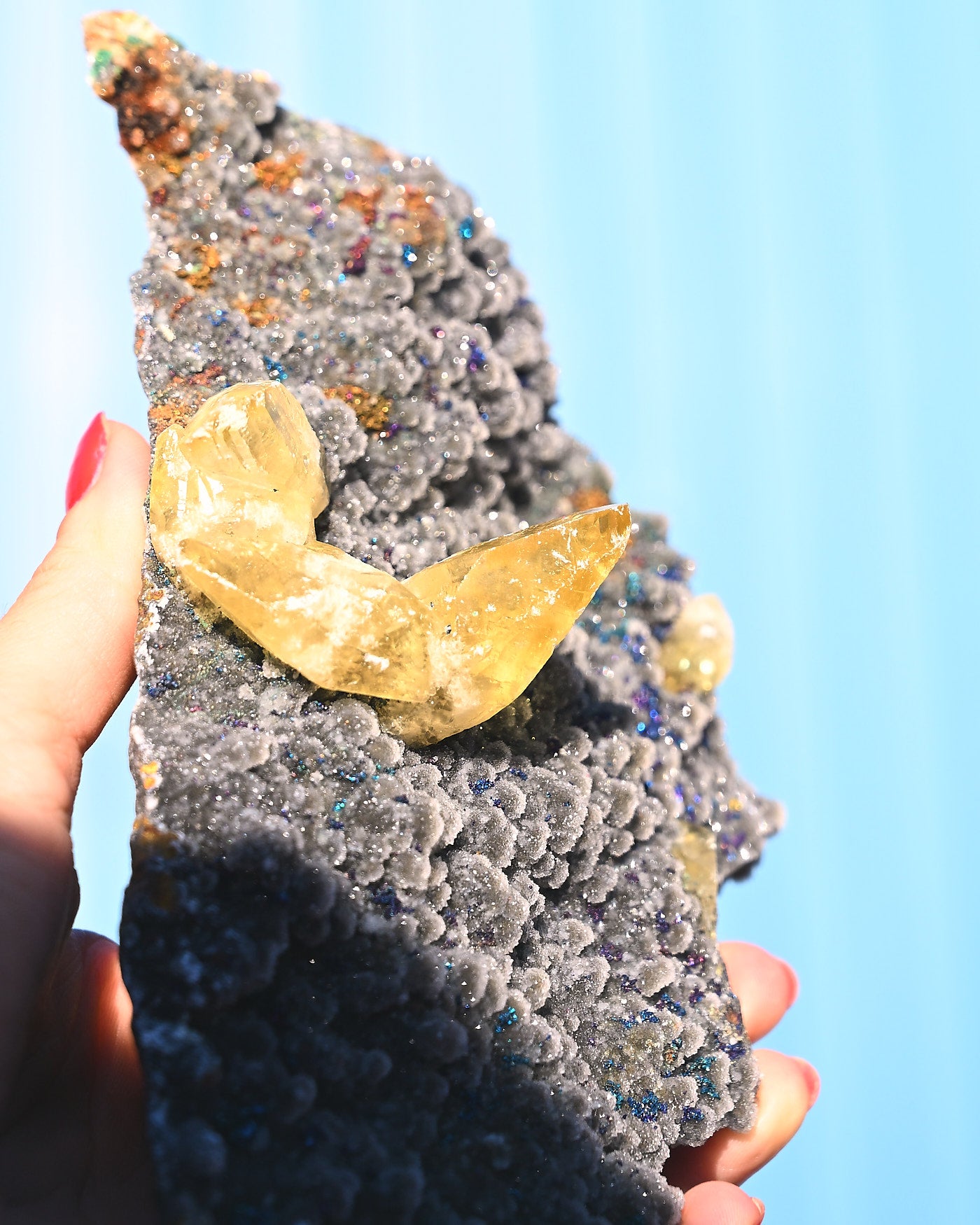 Chalcopyrite on Druzy Quartz Casteel Mine 2.325 lb