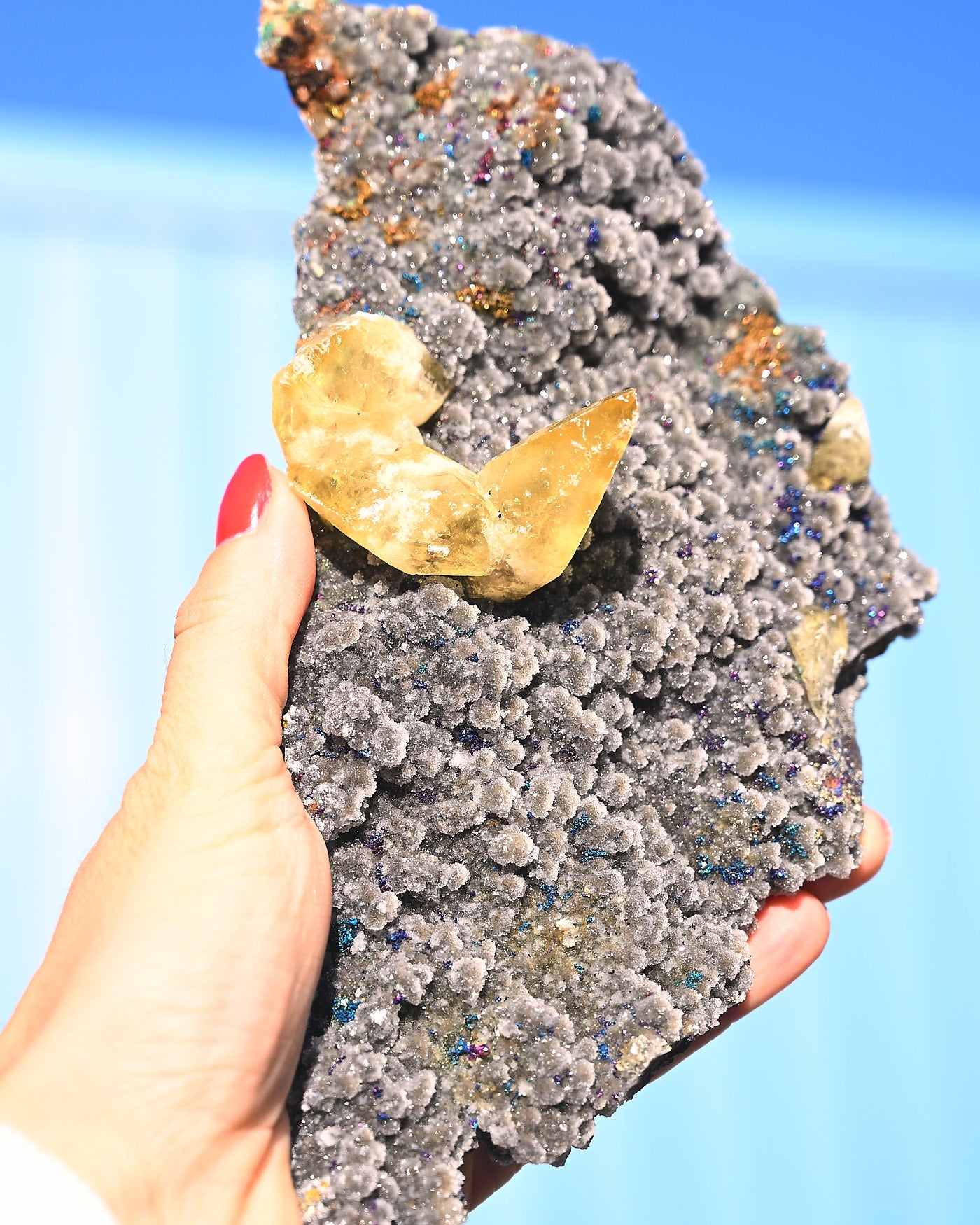 Chalcopyrite on Druzy Quartz Casteel Mine 2.325 lb