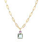 Bezel-Set Quartz Necklace on Paperclip Chain