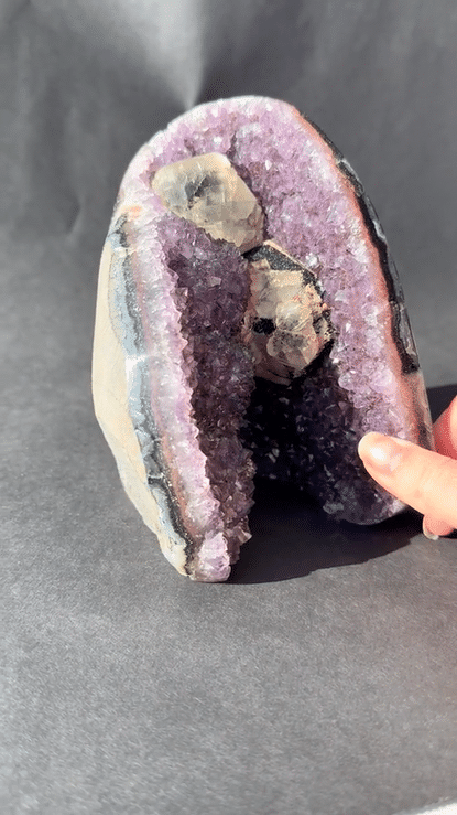 Uruguayan Amethyst Cathedral with Calcite & Goethite