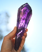 Bahia Amethyst Double Terminated - natural amethyst crystal scale view
