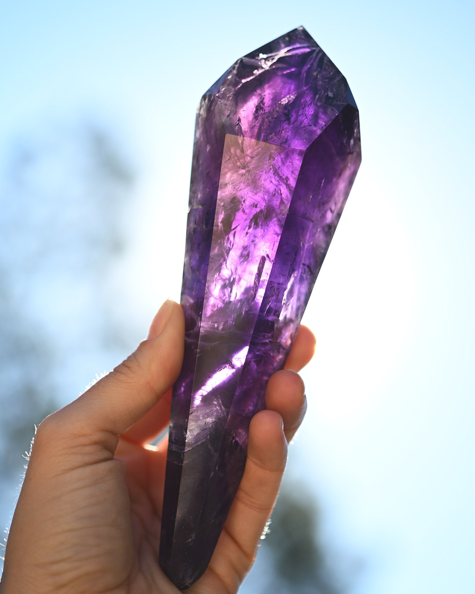 Bahia Amethyst Double Terminated - natural amethyst crystal in natural light