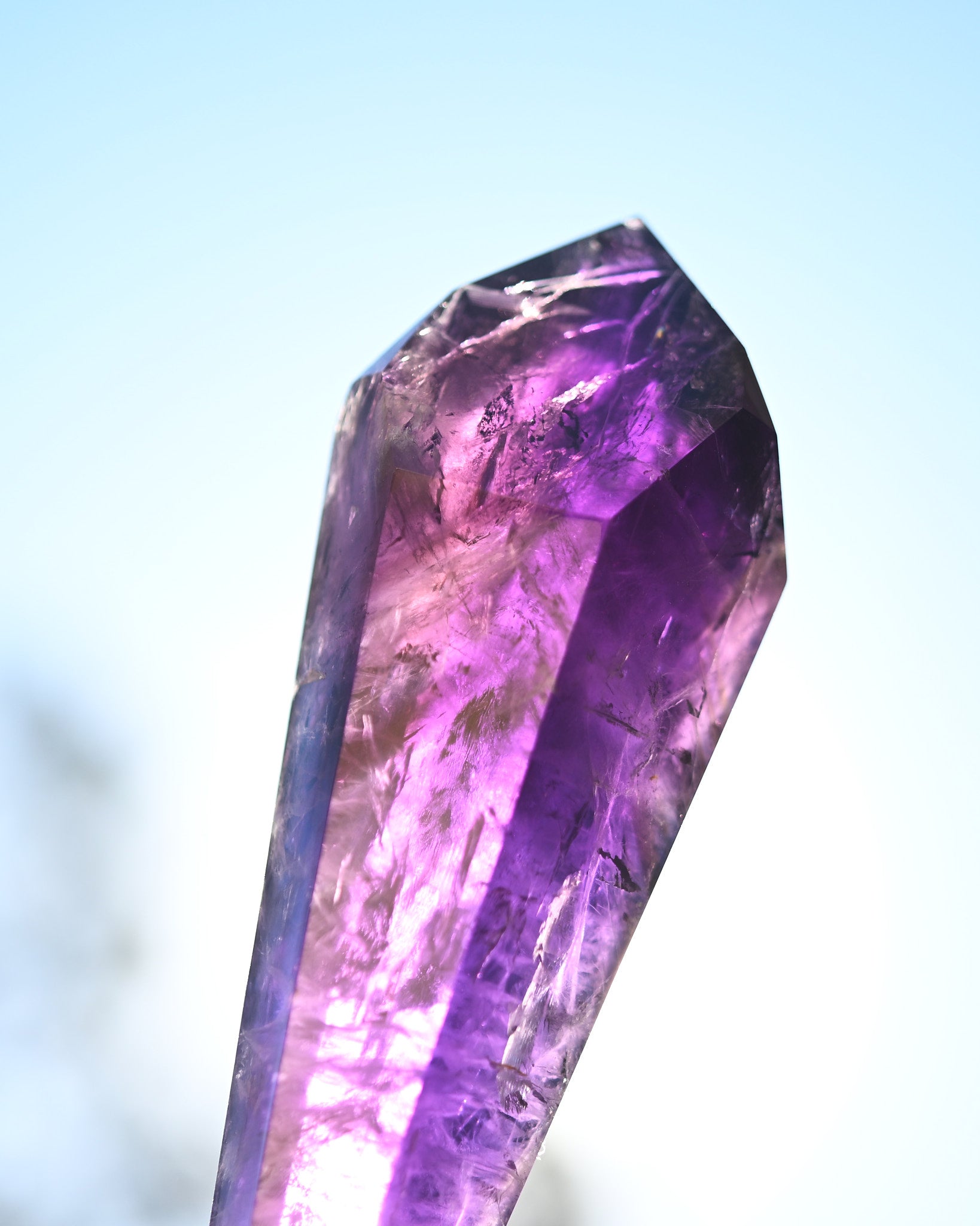 Bahia Amethyst Double Terminated - natural amethyst crystal side view