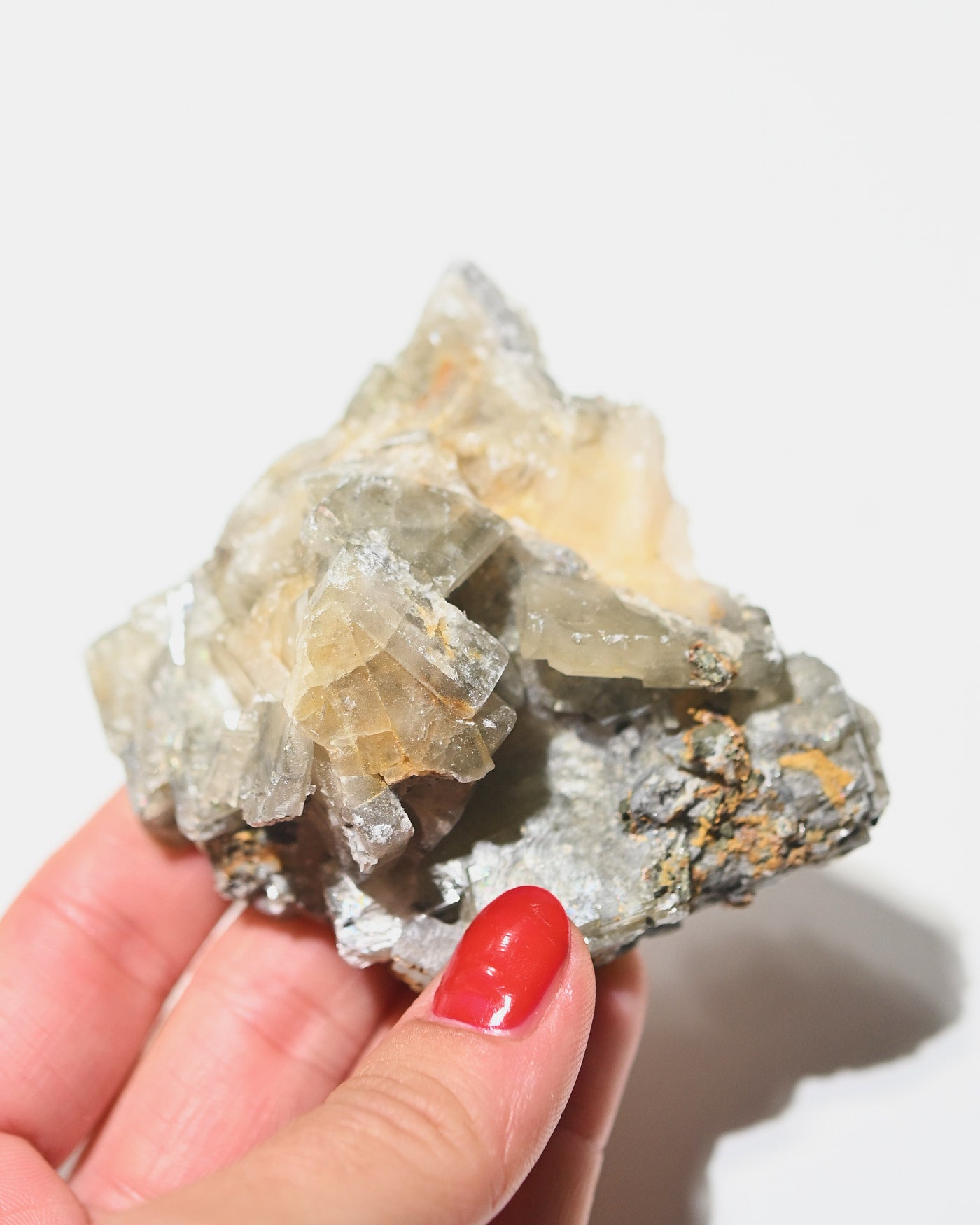 Barite Crystal Cluster Morocco 236g - in hand for scale