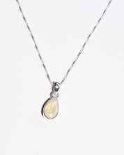 Ethiopian opal teardrop necklace on sterling silver box chain