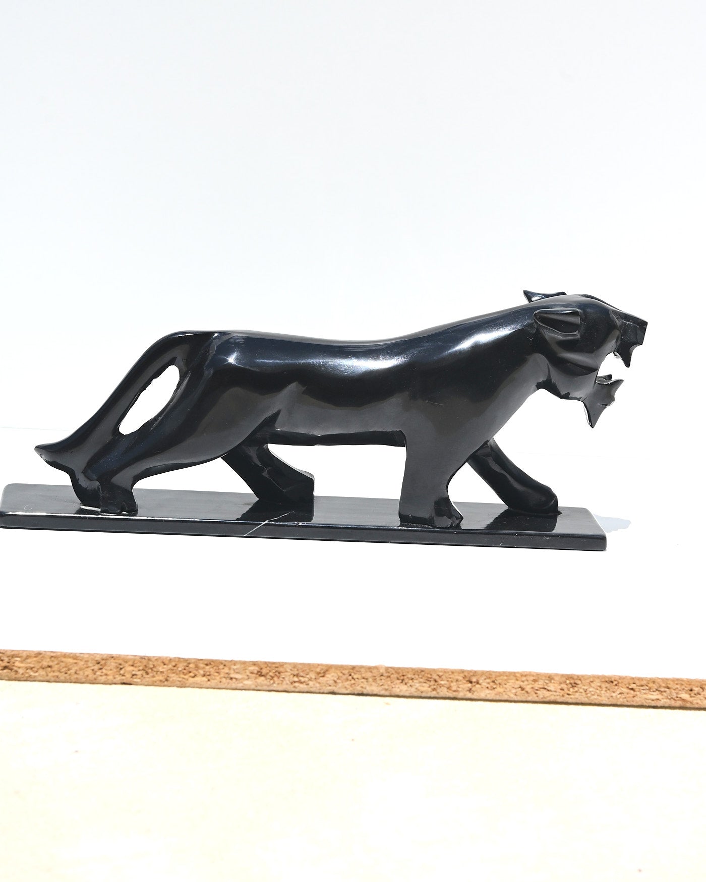 Black onyx panther carving detail showing artisan craftsmanship