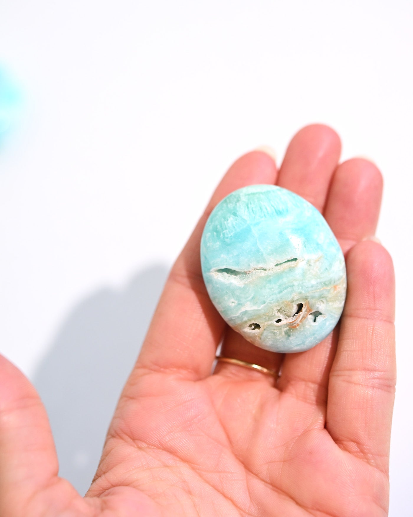 Blue Aragonite Palm Stone