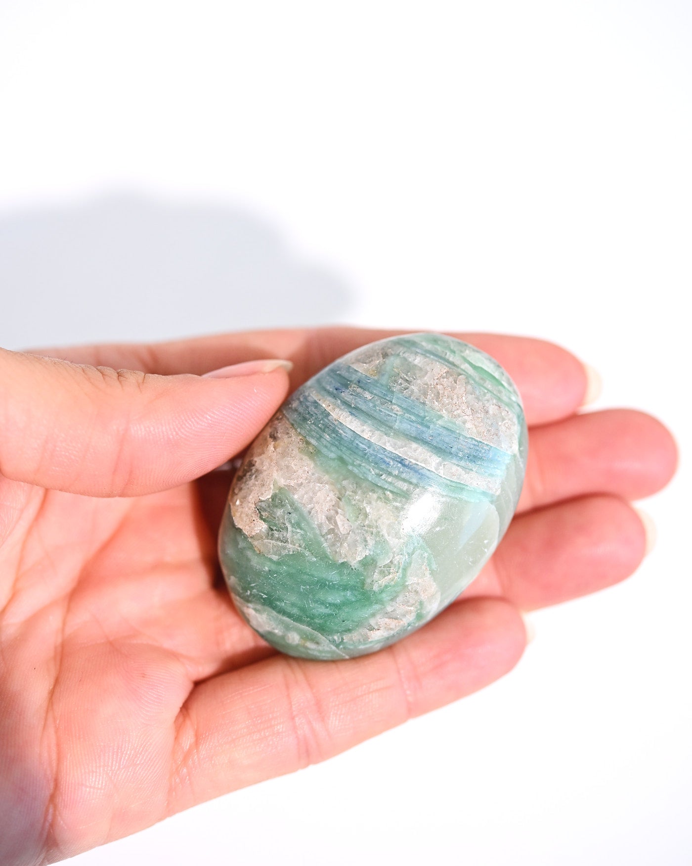 Blue Green Kyanite Palm Stone