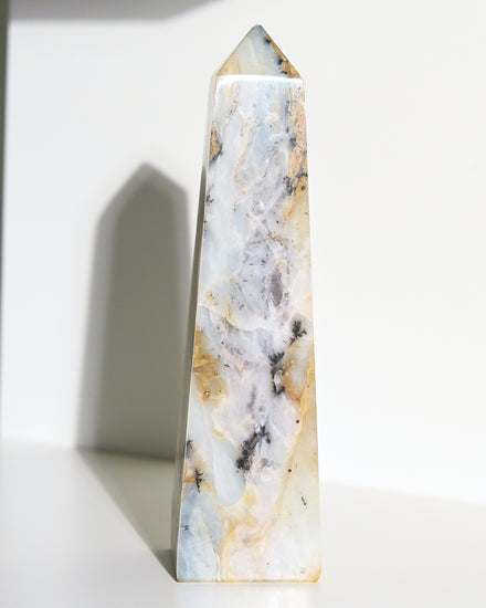 Peruvian Blue Opal Tower 6.5in 368g No. 484 — Pink Opal crystal specimen