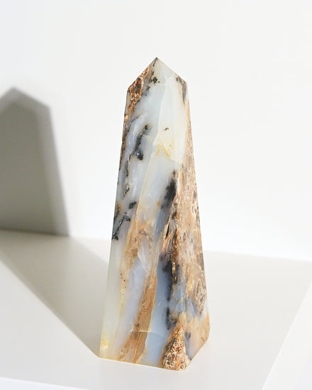 Peruvian Blue Opal Tower 6.5in 368g — Pink Opal crystal specimen