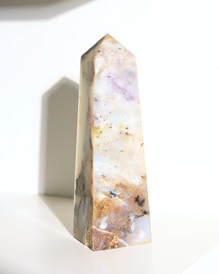 Peruvian Blue Opal Tower 7in — Pink Opal crystal specimen