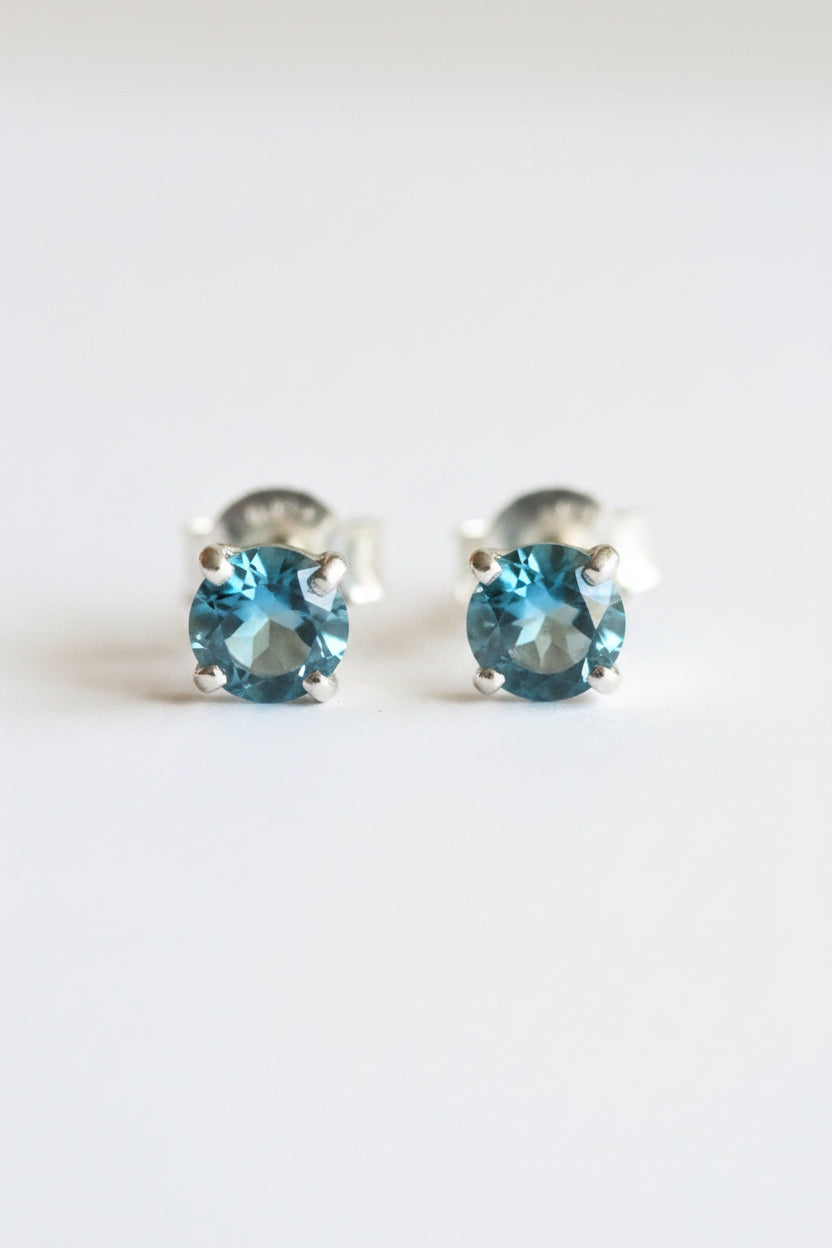 Blue Topaz Sterling Silver Stud Earrings