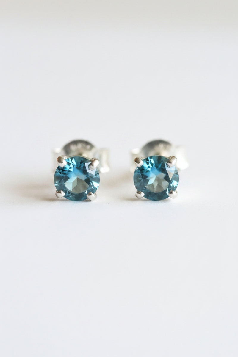 Blue Topaz Sterling Silver Stud Earrings