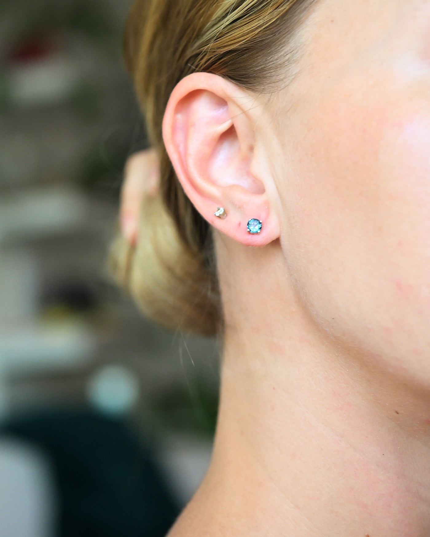 Blue Topaz Sterling Silver Stud Earrings