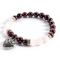 Crystal Bracelet | Harmony - Garnet, Rose Quartz &amp; Heart Charm
