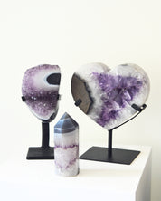Amethyst Calm & Protection Trio – XL Heart, Geode & Tower