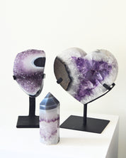 Amethyst Calm & Protection Trio – XL Heart, Geode & Tower