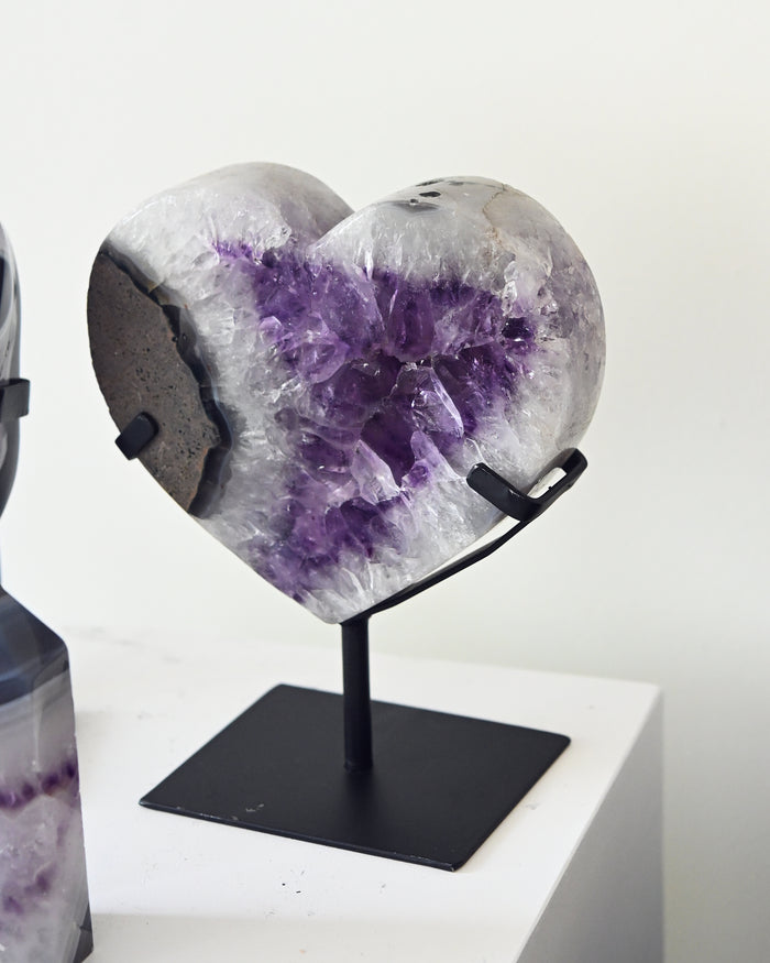 Amethyst Crystal Geode Heart on Stand 5.5lbs