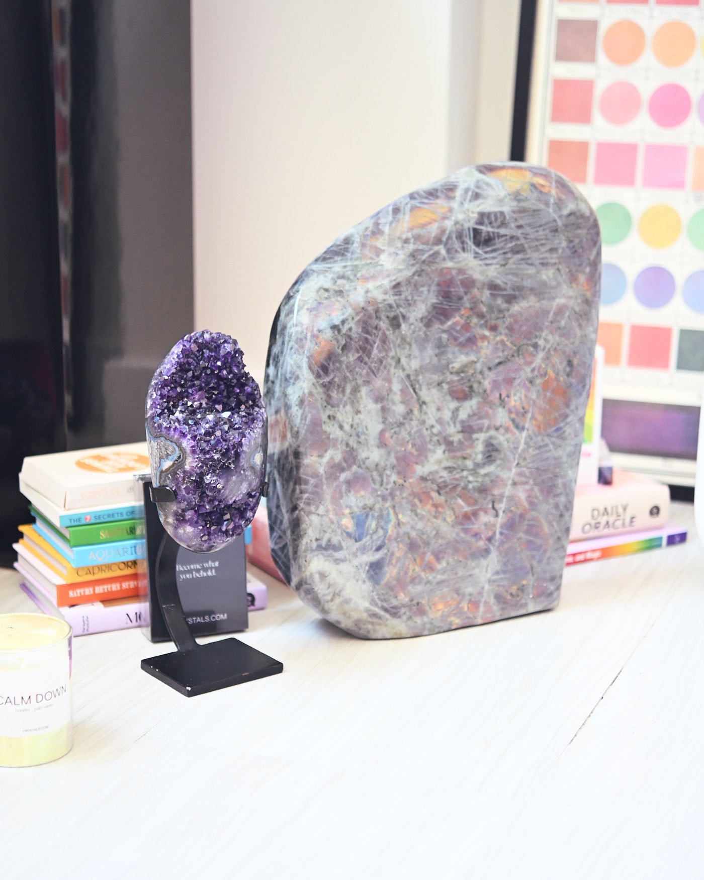 Crystal collector bundle - amethyst geode and labradorite freeform detail