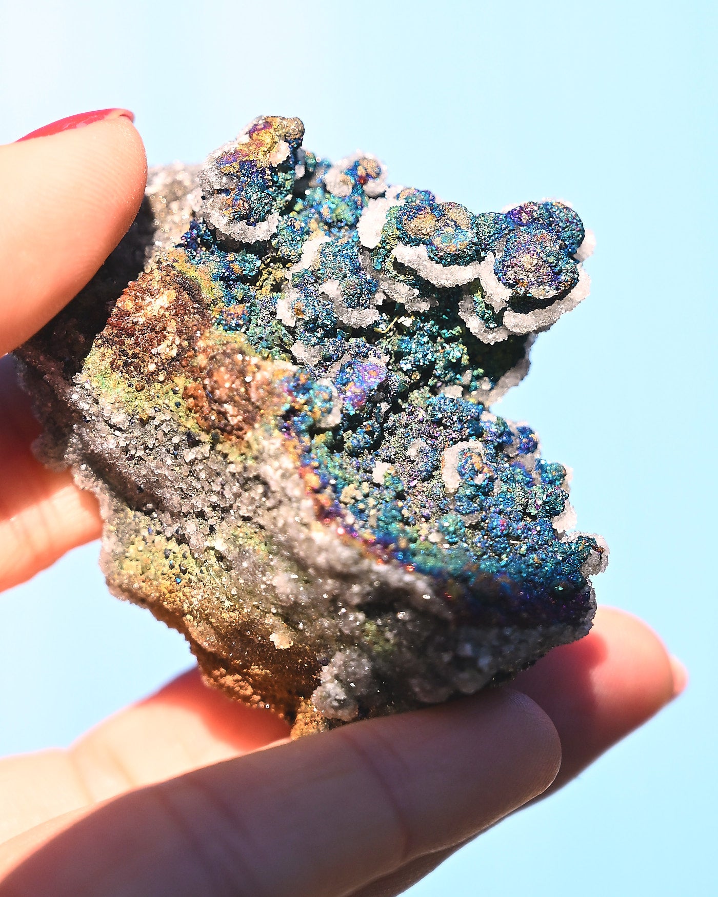 Chalcopyrite on Druzy Quartz Casteel Mine 0.14 lb
