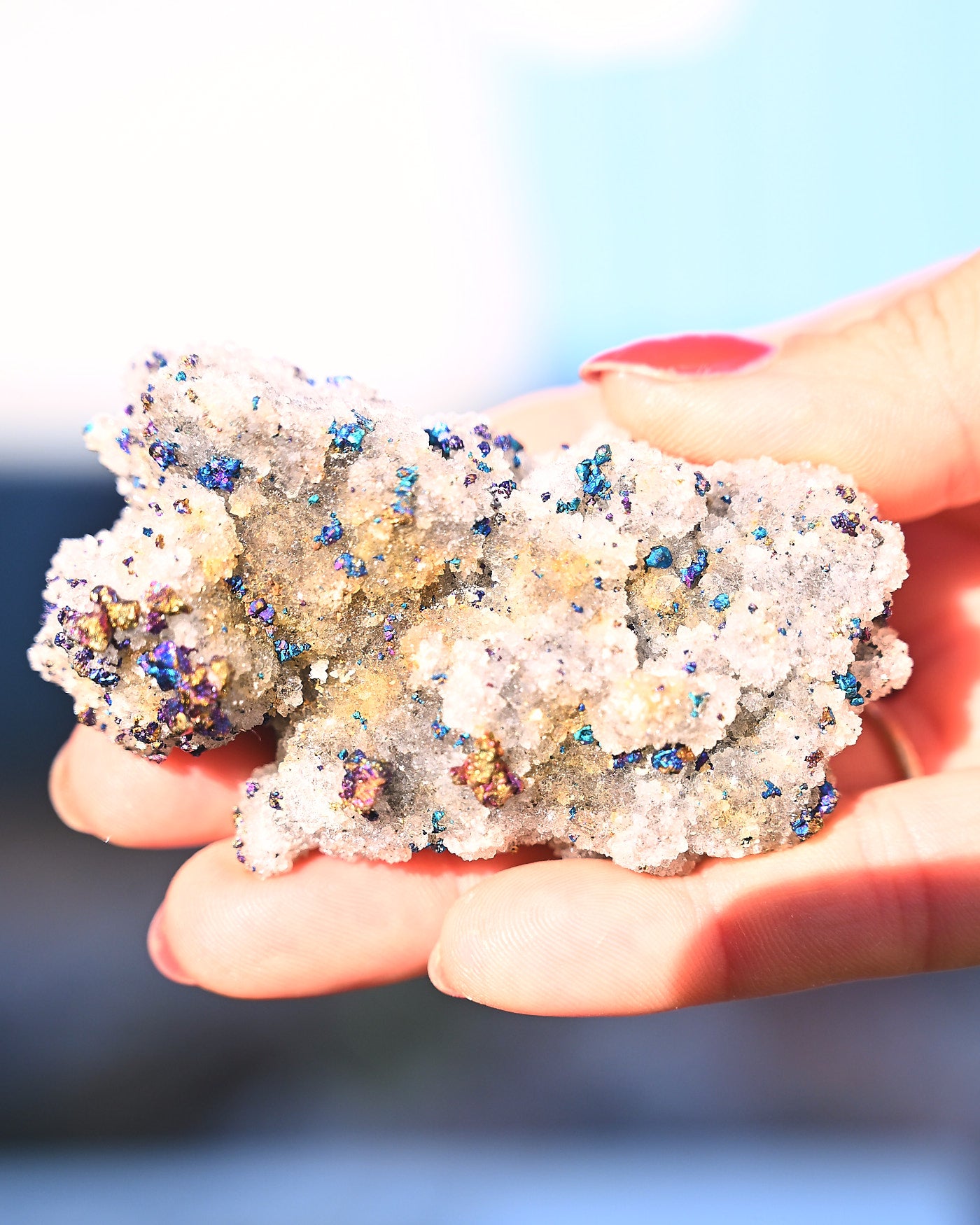 Chalcopyrite on Druzy Quartz Casteel Mine 0.18 lb