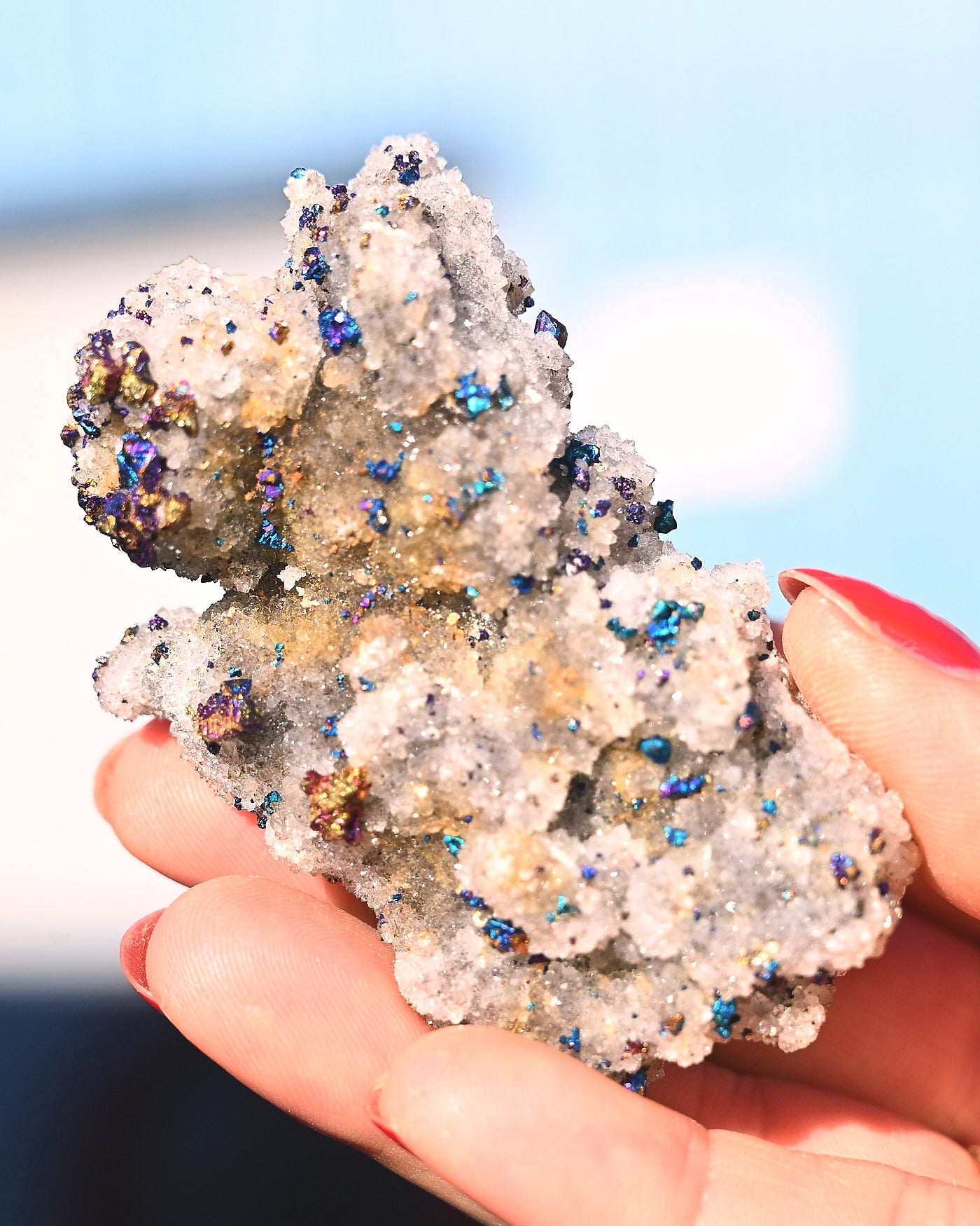 Chalcopyrite on Druzy Quartz Casteel Mine 0.18 lb
