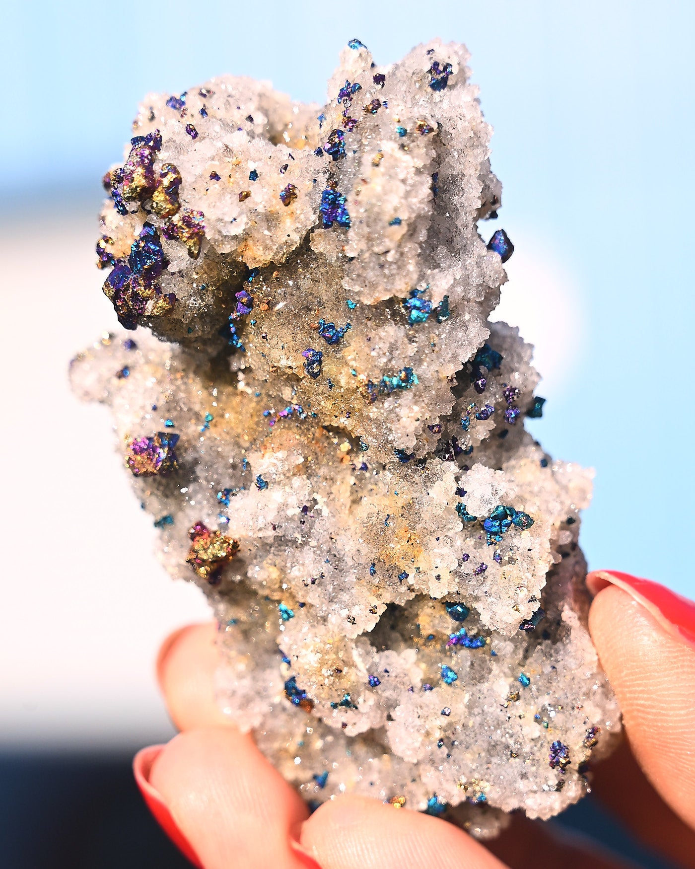 Chalcopyrite on Druzy Quartz Casteel Mine 0.18 lb