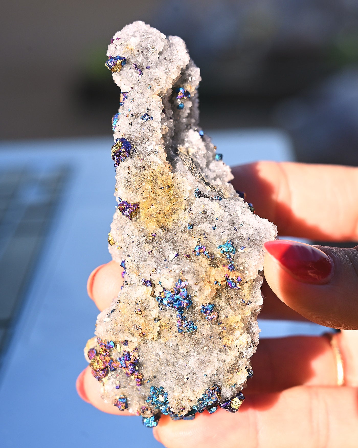 Chalcopyrite on Druzy Quartz Casteel Mine 0.23 lb
