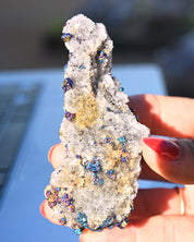Chalcopyrite on Druzy Quartz Casteel Mine 0.23 lb