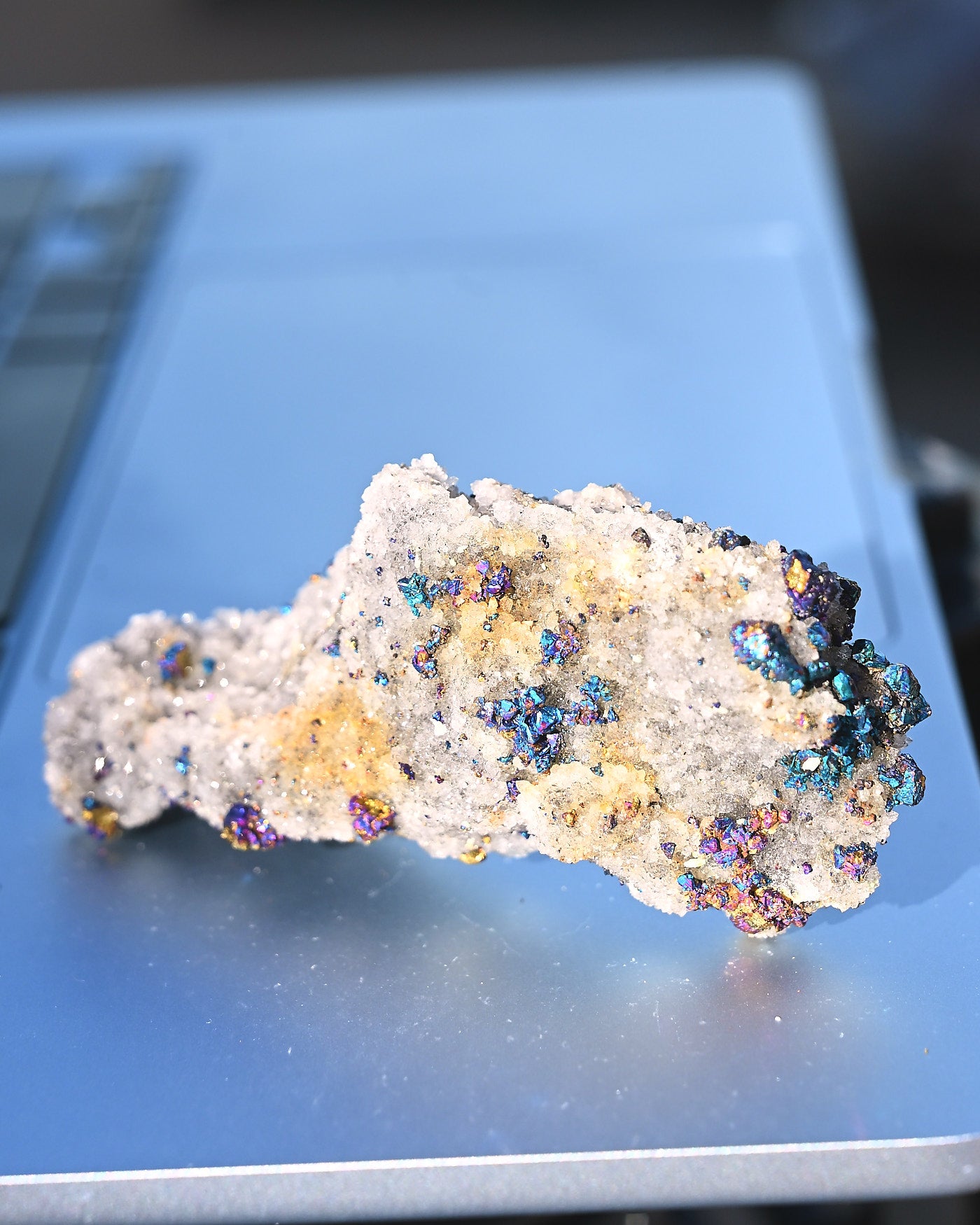 Chalcopyrite on Druzy Quartz Casteel Mine 0.23 lb