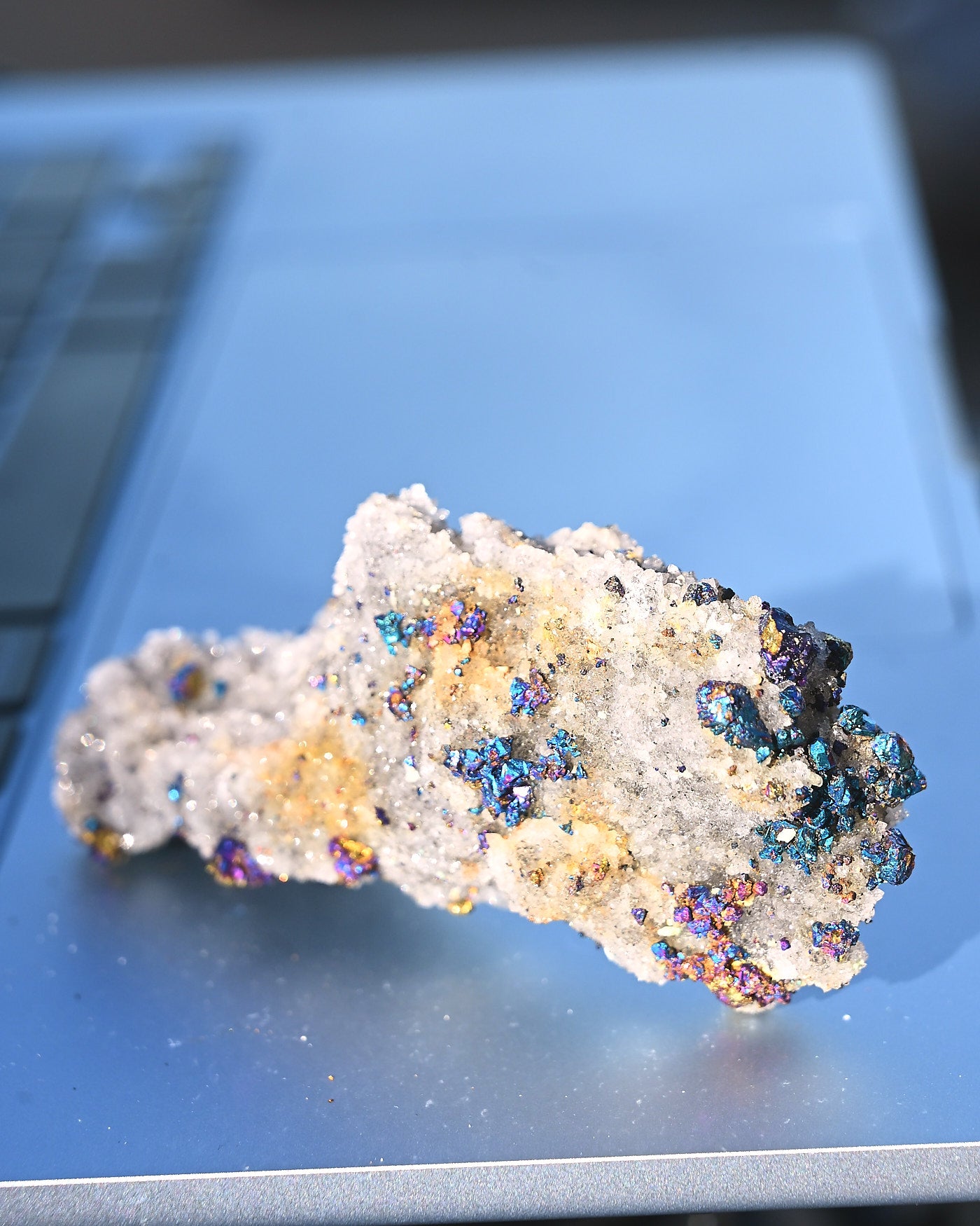 Chalcopyrite on Druzy Quartz Casteel Mine 0.23 lb