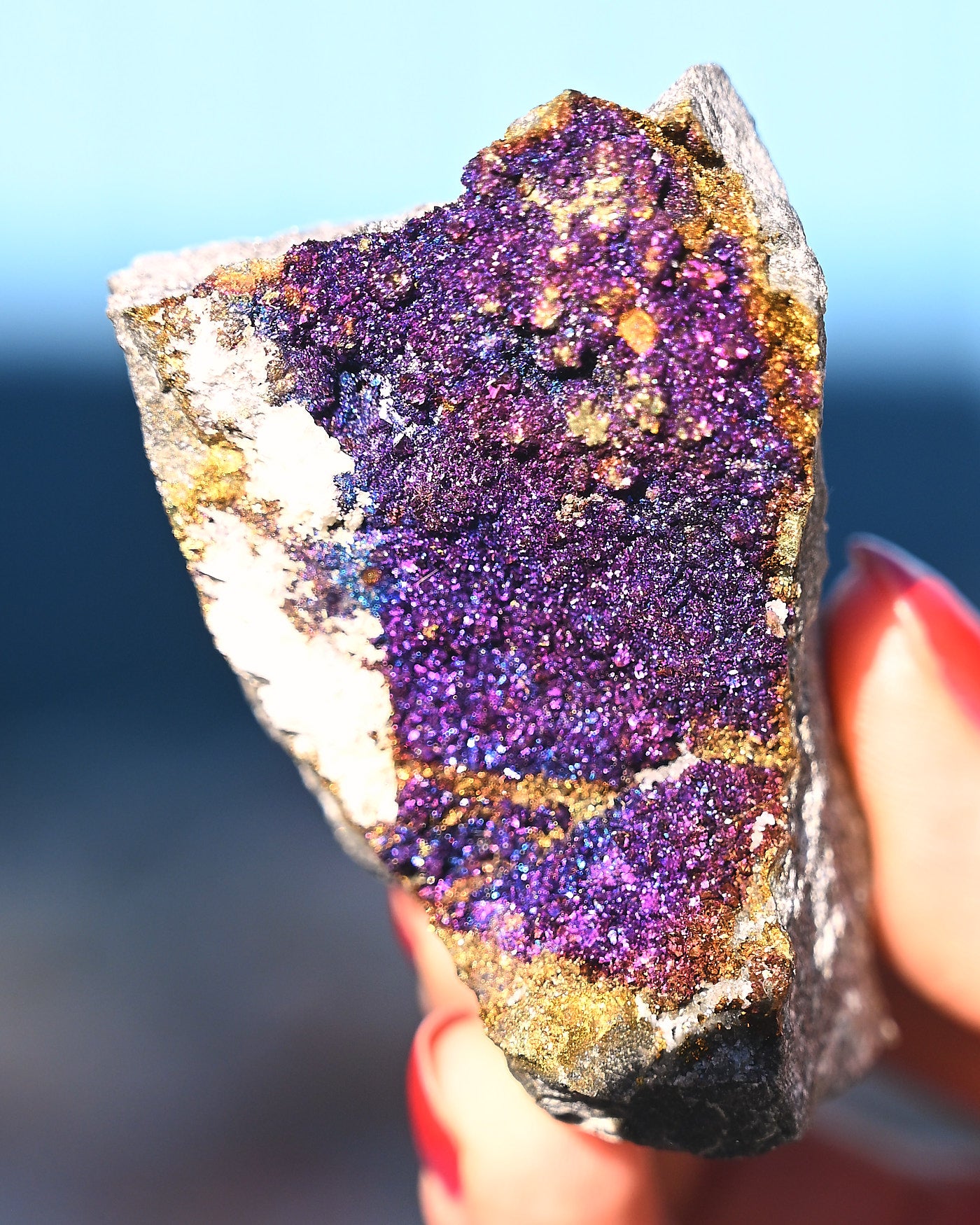 Chalcopyrite on Druzy Quartz Casteel Mine 0.255 lb