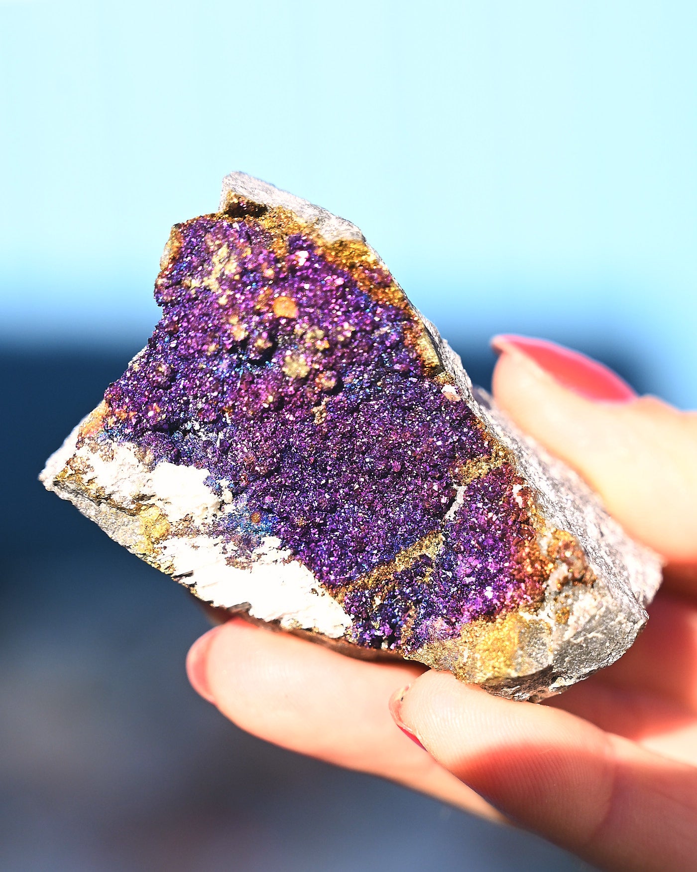 Chalcopyrite on Druzy Quartz Casteel Mine 0.255 lb
